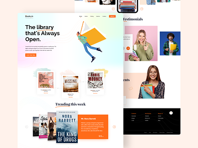 Books.in books branding codiant design landing page library online book store ui web design web page