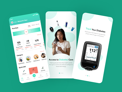Diabetes Tracker - Healthcare App app app screens app ui branding codiant design diabetes healthcare illustration logo mobile app ui vector