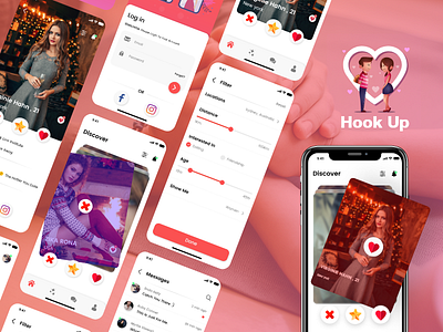 Hook Up app app design app ui branding dating app mobile app promotion tinder ui
