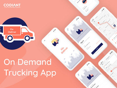 On Demand Trucking App app design branding mobile app on demand trucking app promotion trucking app ui