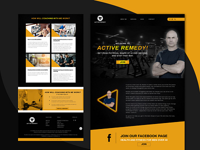 Website Homepage design for Active Remedy black design developer digital fitness graphic design gym homepage man masculine modern pages site sporty strong web website work out