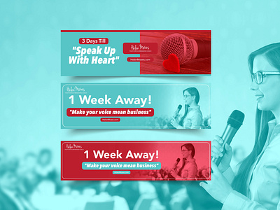 Digital banner made for Helen Moses. clean coaching red speaker teal