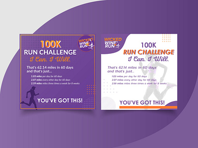 Social media graphic design for wicked wine run clean event health marathon running sporty