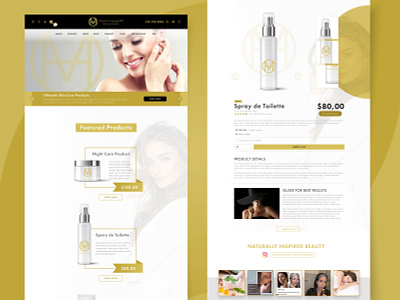 Website graphic design for beauty product beauty feminime gold landingpage luxury product salon woman