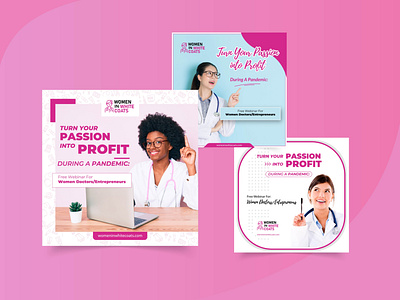 Webinar promo graphic design for woman doctor