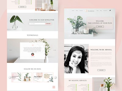 Homepage website redesign with pastel color for woman clean feminime landingpage pastel pink soft woman