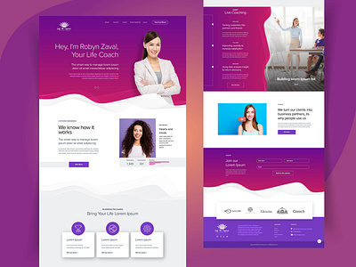 Website homepage redesign for woman business coaching business coaching feminime landingpage pink purple woman