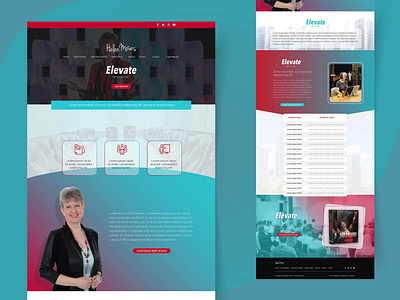 Website homepage redesign for woman business coach blue business career coach landingpage red tosca woman