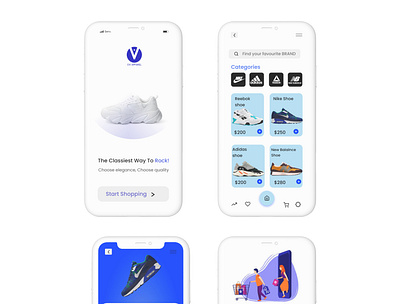 Shoe Ordering Mobile Application branding design sh ui