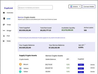 Web3 Lending Application blockchain cryptocurrency solana design nft ui web3