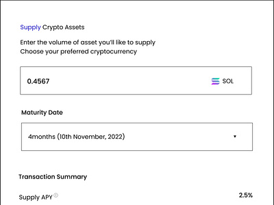 Web3 Lending App Supply section