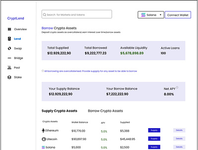 Lending app that allow users to lock in fixed rate of interest blockchain design nft ui ux web3