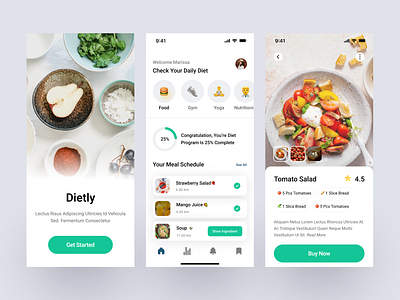 Dietly - Diet Mobile App app app design clean diet food fruit health mobile app mobile ui track ui