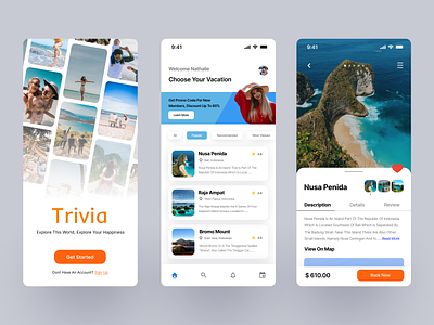 Trivia - Travel Mobile App app app design appdesign mobileapp tour tourism travel travel app trip ui uimobile vacation