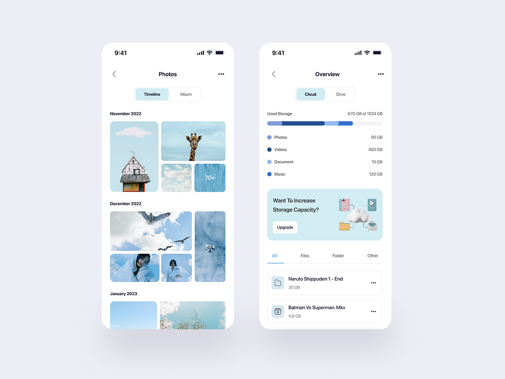 Cloud Storage Mobile App by Zakaria for 10am Studio on Dribbble