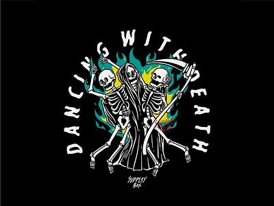 Dancing With Death black branding graphic design illustration merchandise tshirt design