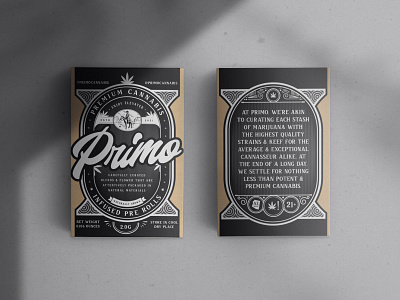 Primo Prerolls Packaging arizona box branding cannabis graphic design label matchbox packaging print typography weed