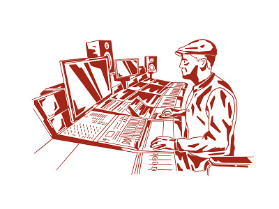 Sound designer — Brenos Films beret chair comfortable drawing drawn handdraw illustration ipad ipadpro life peakyblinders red sound sound design sound designer