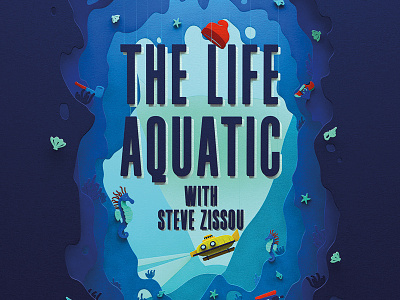 The Life Aquatic 3d render illustration life aquatic light box movie paper papercraft underwater wes anderson