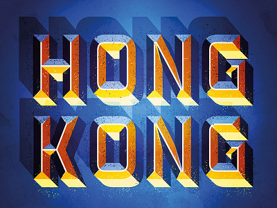 Hong Kong 3d type china hand drawn hong kong lettering poster travel type typography vector