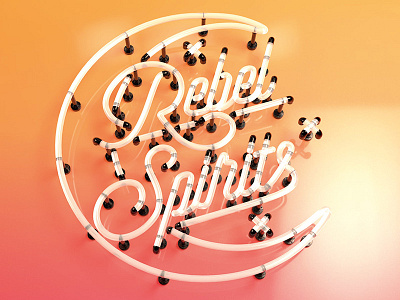 Rebel Spirits 3d neon bar cocktail drinks light logo neon render sign vray