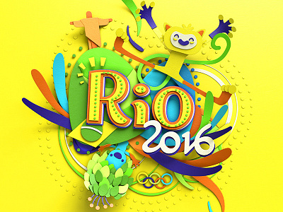 Rio 2016 2016 branding brazil characters cut ident olympics paper craft poster rio sport