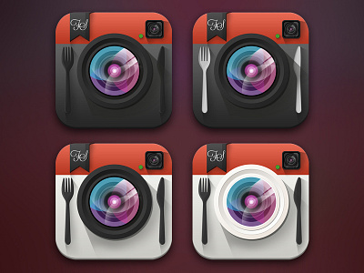 Flat FoodShootr Icon Concepts for iOS 7