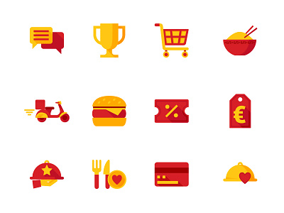 Rich Icons burger delivery food iconography scooter