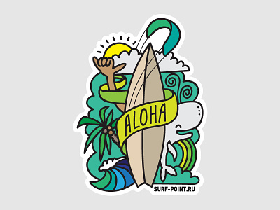 ALOHA kitesurfing sticker vector