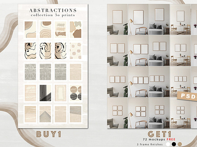 Buy "Collection 30 Abstract Prints" get "72 Mockups" FREE!