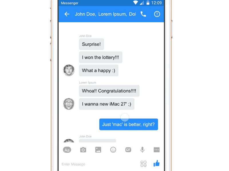 Copy & paste chat for Facebook by Junseok Kim on Dribbble
