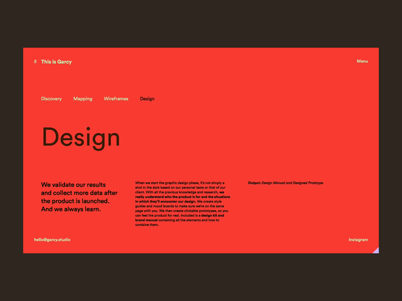 This is Garcy Website – Our game plan #3 red and black minimal layout web ux ui website webdesign animation illustration vector digital flat type minimalism identity typography branding design corporate identity