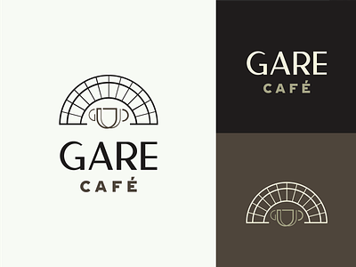Gare Café brand brown cafeteria café cappuccino coffee coffee shop design graphic design logo logotype mark mocca station symbol train