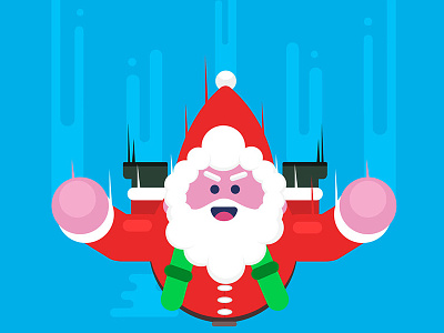 Santa Claus Flying with Parachute