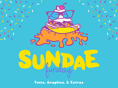 Sundae Funday Fonts & Graphics cursive display font fun graphic handwritten ice cream illustration lettering script sundae