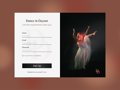 Dance in Dayton | Daily UI Challenge 001 dailyui design ui ui design