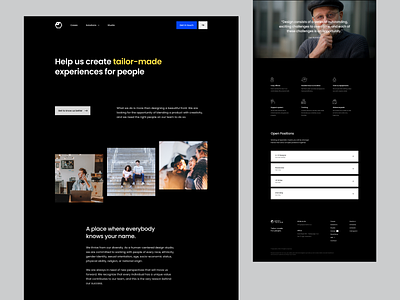 spectailor career black careers page dark mode experience interface design studio typography web design