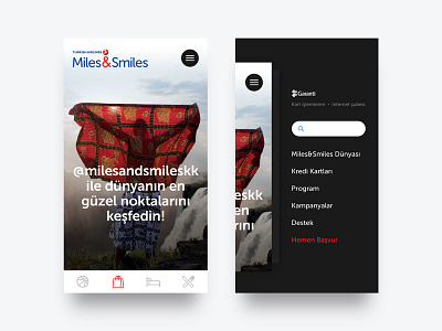 Miles&Smiles Mobile UI menu milessmiles mobile navigation search tab thy trip turkish airlines ui widen world
