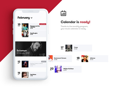 Ticket App / Calendar application calendar concert date event hall if mobile performance program schedule