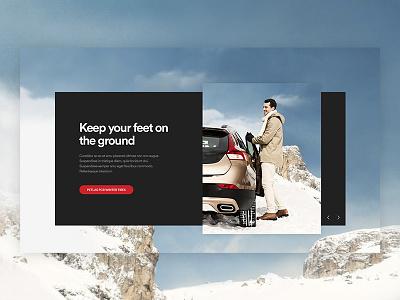 Tire company website concept banner car concept mountain road tire winter