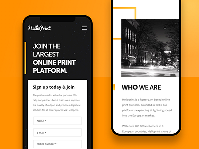 Helloprint | Onboarding Landing Page | Mobile