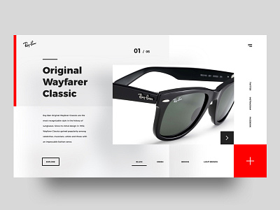 Ray-Ban Concept // Wayfarer Classic // Rebound concept design ui uiux userinterfase ux web website