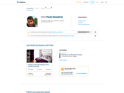 Uniplaces Student Dashboard