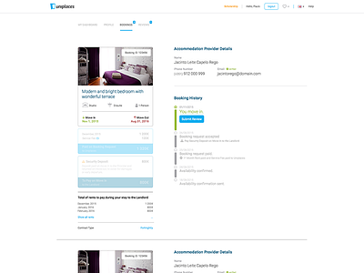 Uniplaces Student Booking Dashboard booking brand dashboard product uniplaces