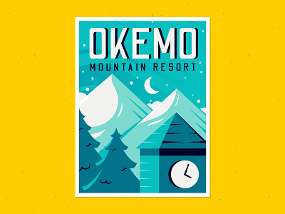 Okemo - Ski Poster series clock illustration mountains okemo poster design skiing snowboarding