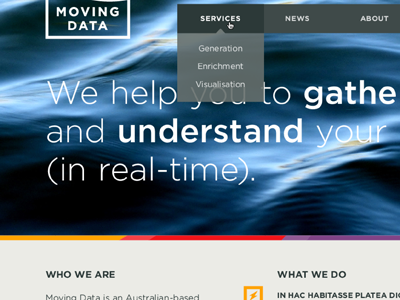 Moving Data Website gotham logo rainbow water website