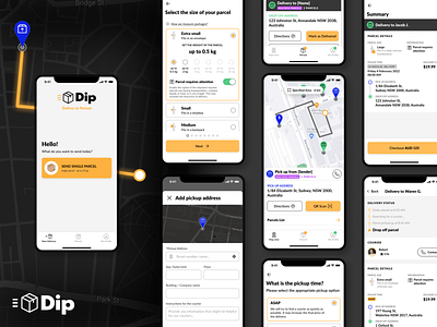 DIP - Deliver in Person branding design lastmile lastmiledelivery ui ux