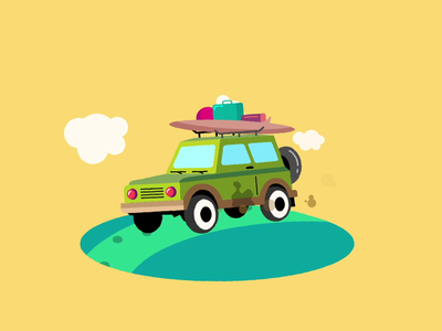 The Jeep Road Trip 2d 2danimation animation bounce bumpy car car animation cartoon fun gif illustration jeep loop road roadtrip trip vacation vacation animation vacation illustration vacations