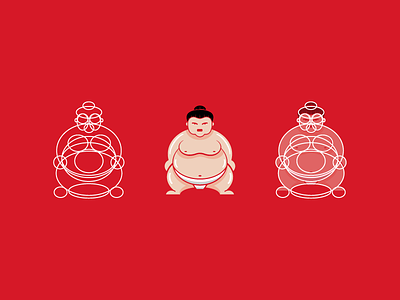 Sumo wrestler made from 21 ellipse paths adobe illustrator ellipse red simple sumo unique wrestler