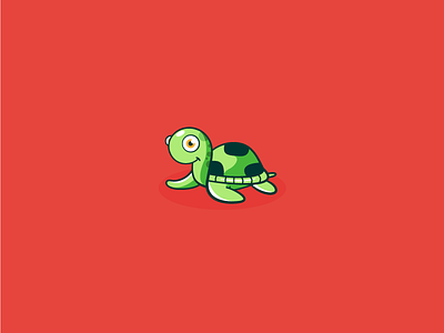 Cute Turtle animal cartoon cute green kids simple turtle animal logo vector